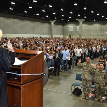 U.S. Judge Christina A. Snyder delivers oath to new citizens.