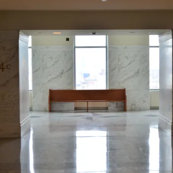 Hallways were empty in a typically busy Moynihan Courthouse, the venue for much of the nation's major financial litigation.