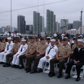 Thirty-six sailors, Marines, and soldiers gained U.S. citizenship during the ceremony.