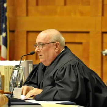 A federal judge adds authenticity to the simulation and answers questions about the courts.