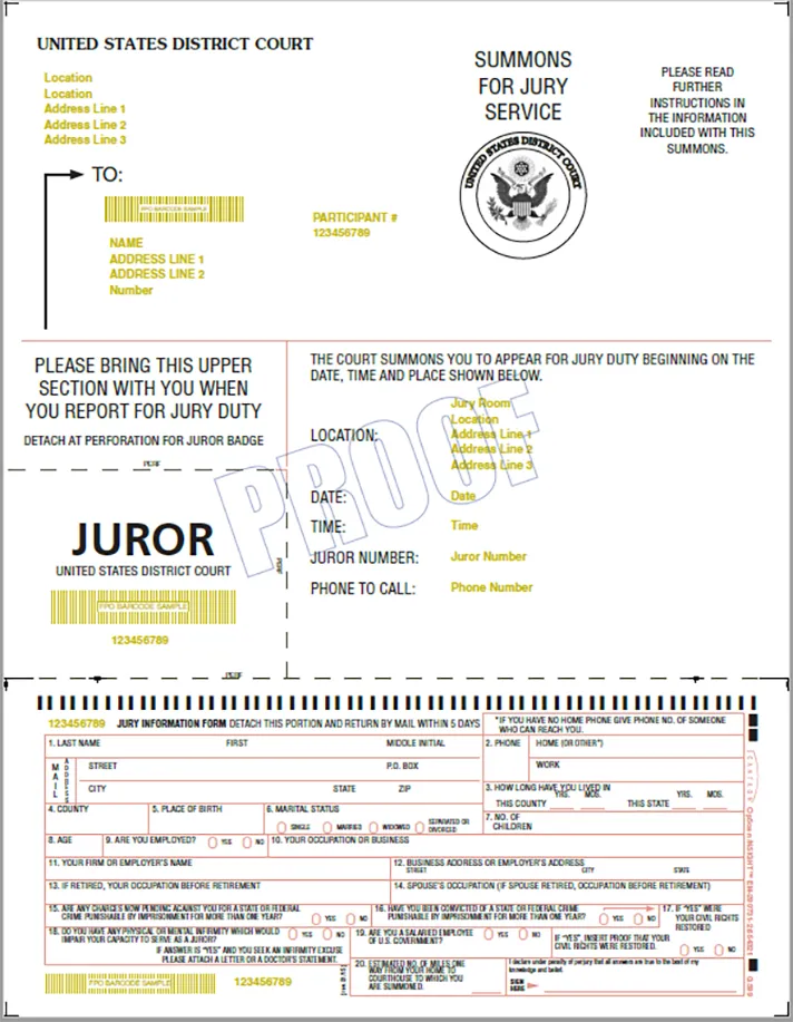 Jury summons example