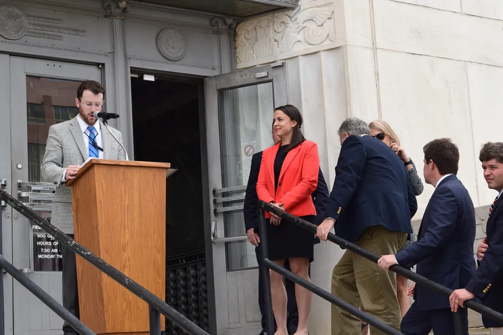 Citizens read the Constitution on the steps of the courthouse in Chattanooga, Tenn.