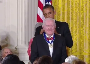 Justice John Paul Stevens receives Presidential Medal of Freedom.