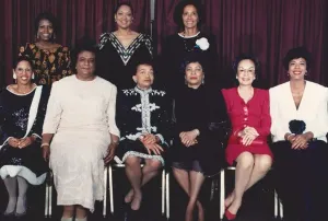 Constance Baker Motley, the first African American woman to serve as a federal judge, poses with a group of colleagues.